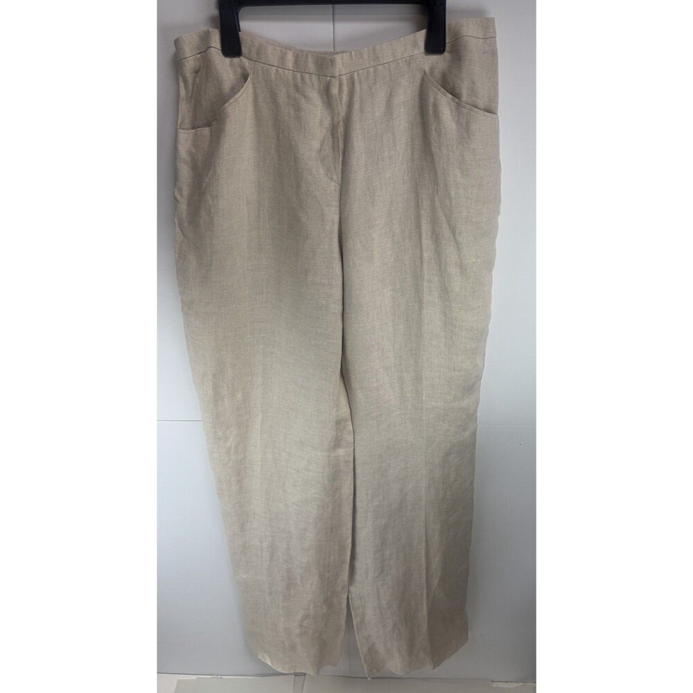 Armani Collezioni Women’s 100% Linen Natural Straight Leg Pants Sz:14